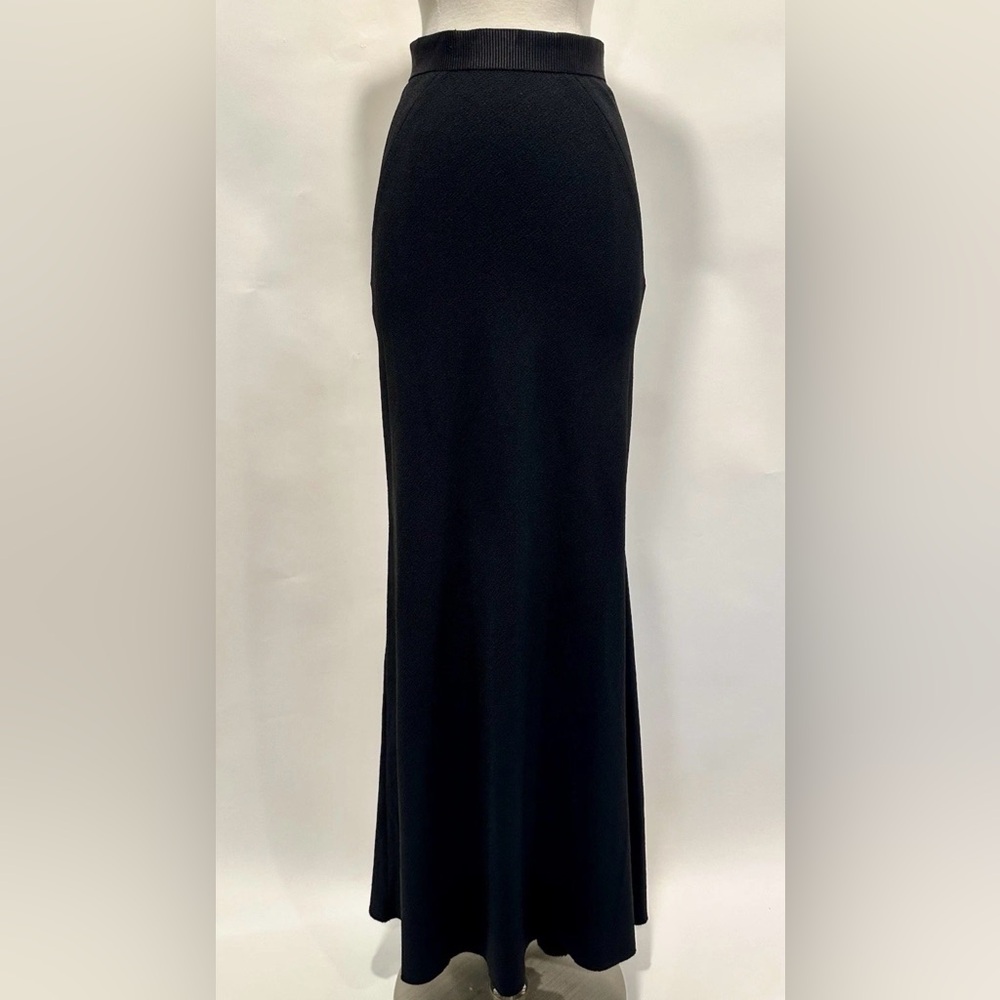 L’AGENCE Black Stretch Crepe Elastic Waist Maxi Evening Dress Skirt S